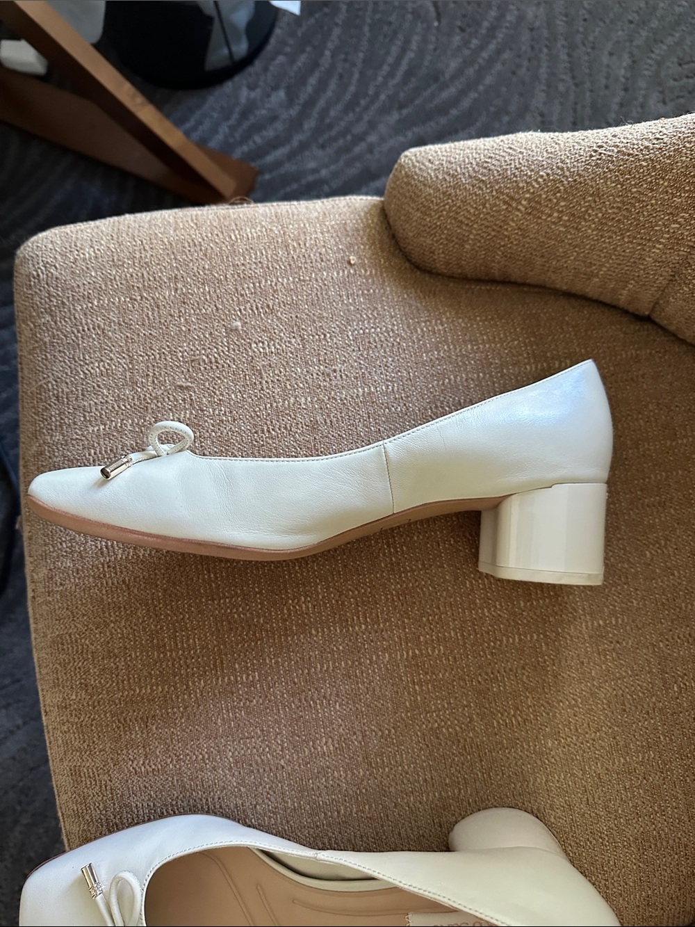 Franco Sarto Ivory Bow Low Block Heel Flats - Picture 3 of 3